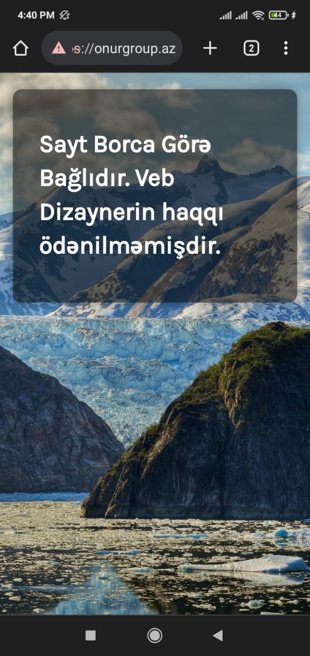 “Onur Group” MMC-nin rəsmi saytında yazılan yazı diqqət çəkdi:“Pulu ödəmədiyi üçün…”